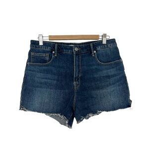 Good American Denim Shorts Indigo Blue Jean Cutoff Size 14 Size 32